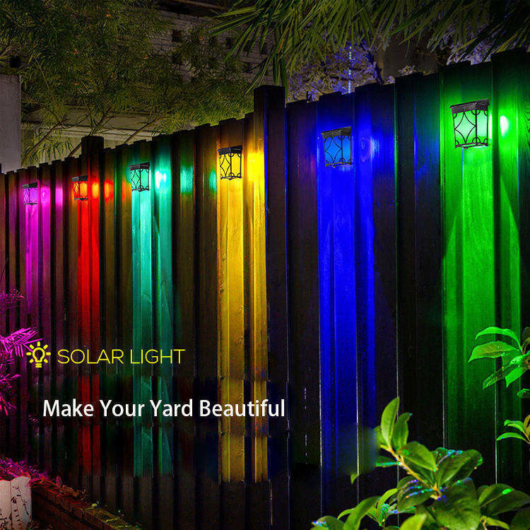 Lampes de clôture solaire RGB couleur étanche à l'eau extérieure lampe solaire pour extérieur IP65 40000 heures