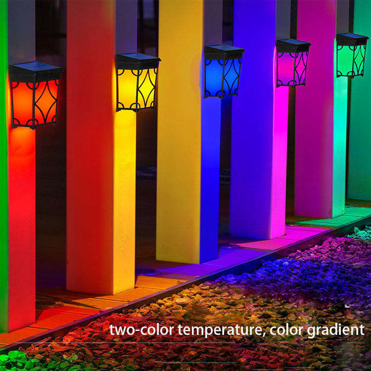 Lampes de clôture solaire RGB couleur étanche à l'eau extérieure lampe solaire pour extérieur IP65 40000 heures