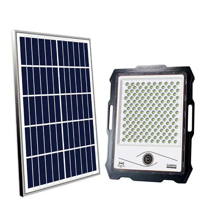 100W 200W 300W 400W Lumière solaire d'inondation avec caméra de vidéosurveillance et télécommande pour extérieur