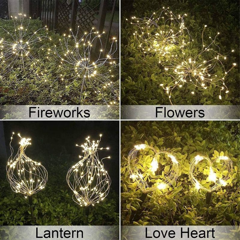 Feu d'artifice solaire à LED pour jardin de pelouse patio décor de Noël