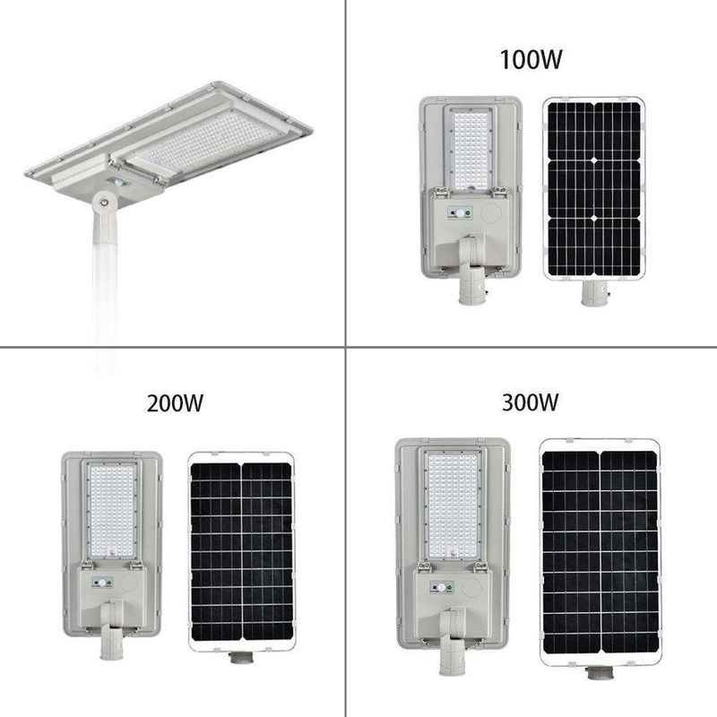 Éclairage solaire étanche à l'eau 100W 200W 300W intégré tout en un éclairage de rue LED