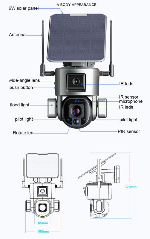 Résistant à l'eau 1080p 2 Way Audio Wifi 4g Panneau solaire batterie Cctv pour l'extérieur
