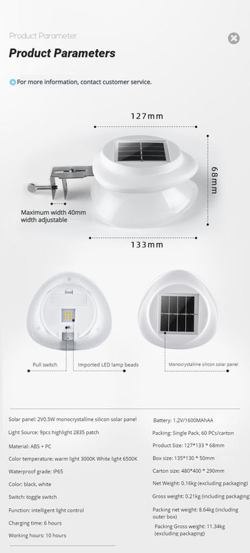 Lumière de clôture à LED étanche à l'eau 100lm/w ABS PC