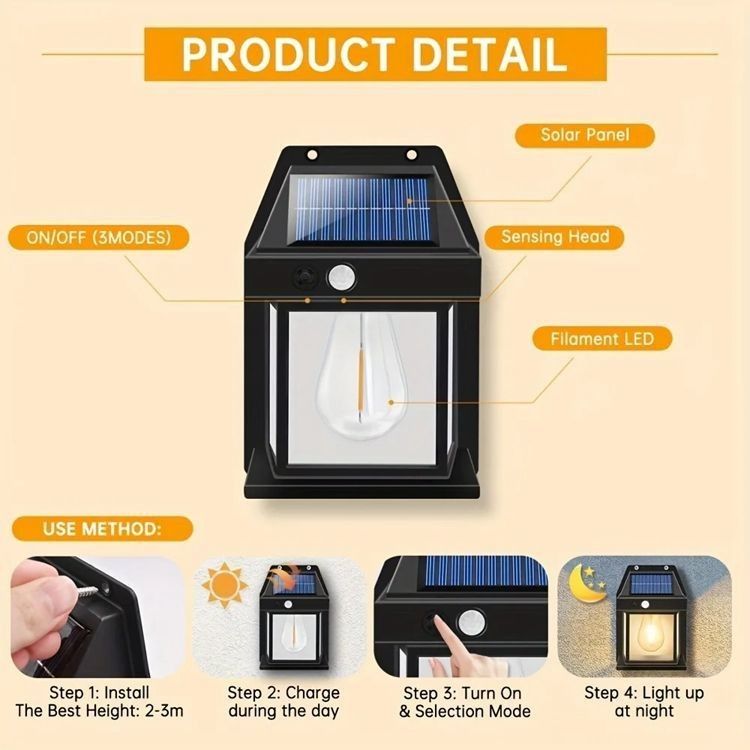 Service d'éclairage de jardin Lumière LED murale solaire avec température de couleur 6000K CCT