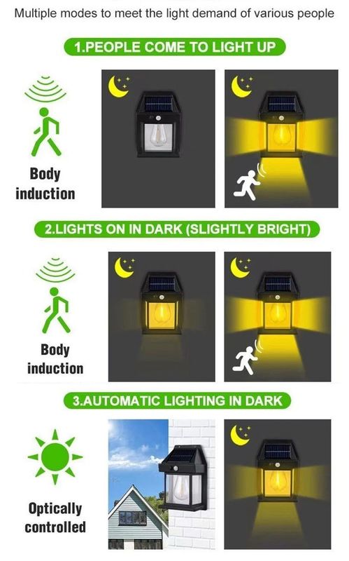Service d'éclairage de jardin Lumière LED murale solaire avec température de couleur 6000K CCT