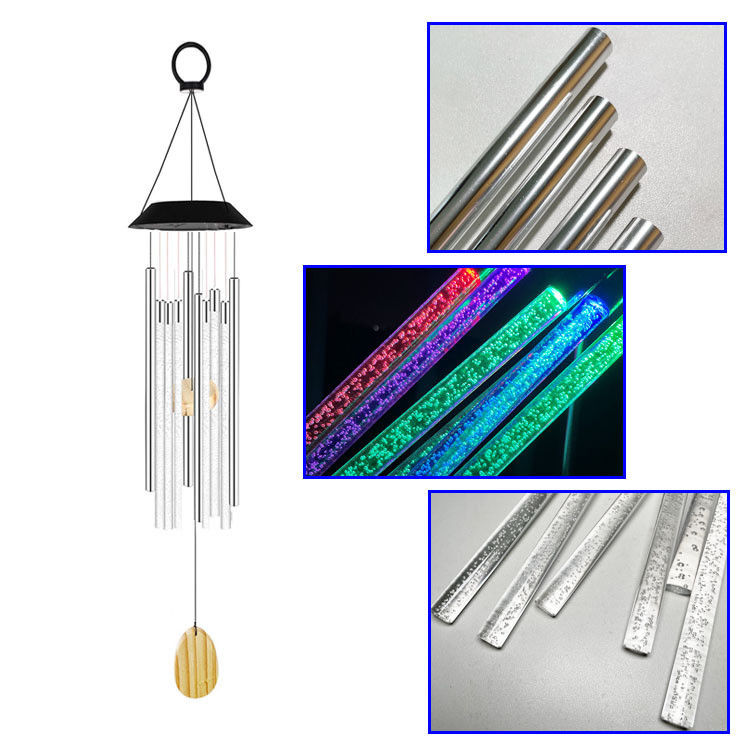 Chime éolienne étanche au soleil avec un design de colibri et de papillon changeant de couleur