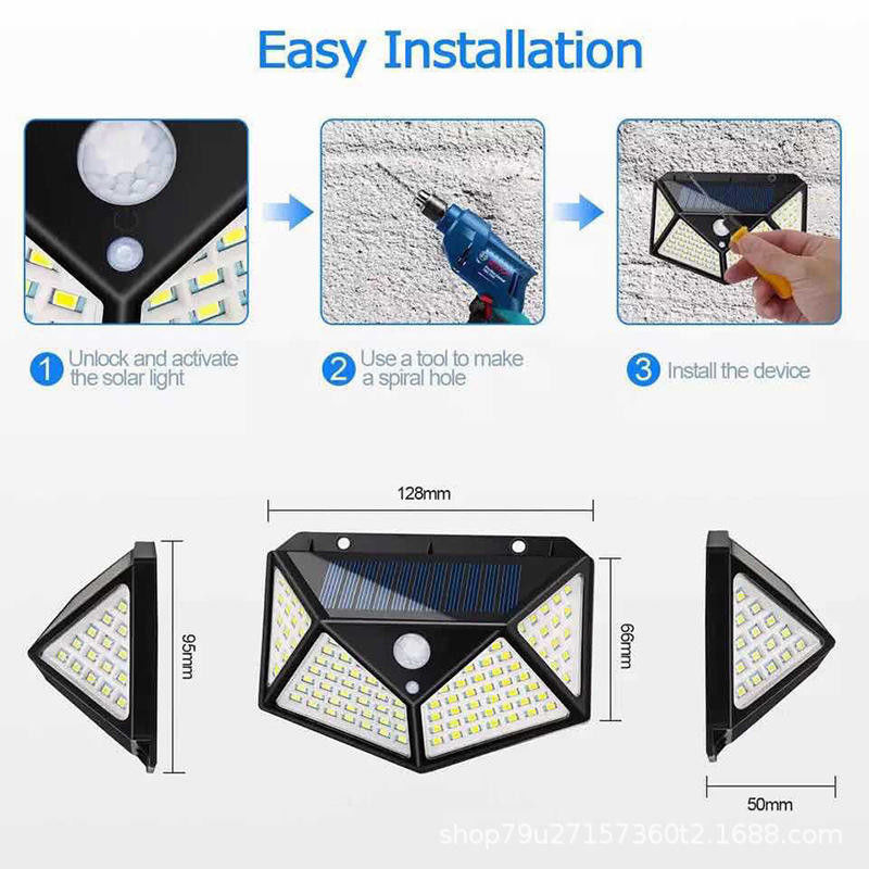 Lampes de jardin solaires à paroi, capteur de lumière LED, éclairage à inondation avec efficacité lumineuse de 65lm/w