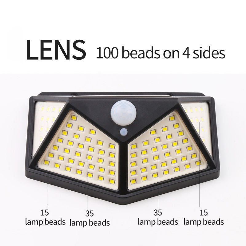 Lampes de jardin solaires à paroi, capteur de lumière LED, éclairage à inondation avec efficacité lumineuse de 65lm/w