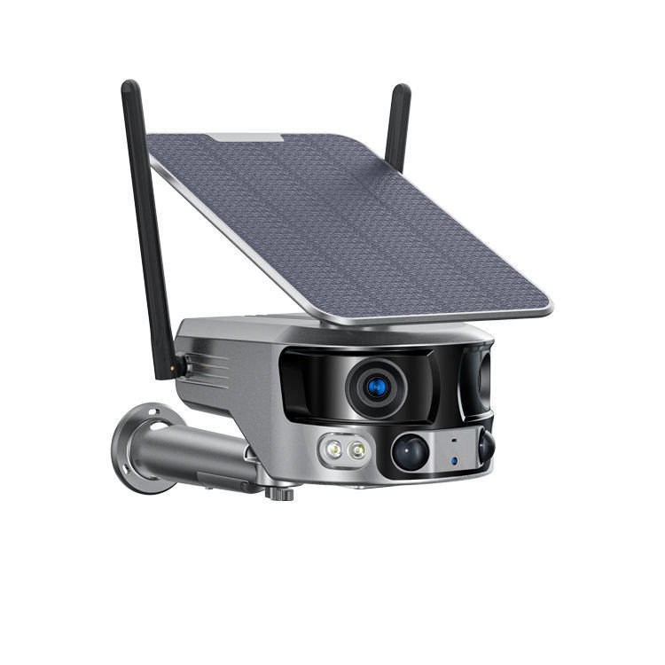 8 millions d'articulations horizontales caméra solaire extérieure caméra de vidéosurveillance à double lentille