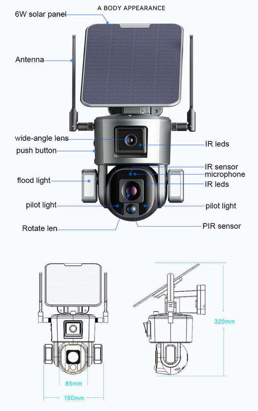 10x Zoom 4.0MP Wifi Dome Réseau de vidéosurveillance Ipsy Batterie solaire de sauvegarde Caméra de surveillance 4g