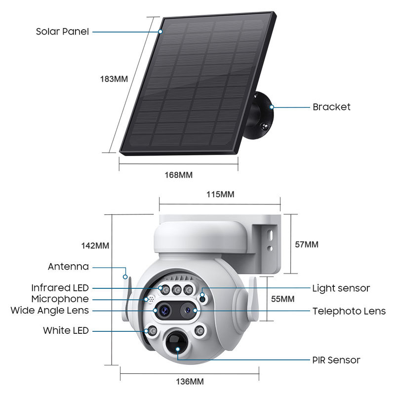 Carte SIM GSM 4G IP66 Sécurité par batterie solaire IR PIR Caméra IP solaire