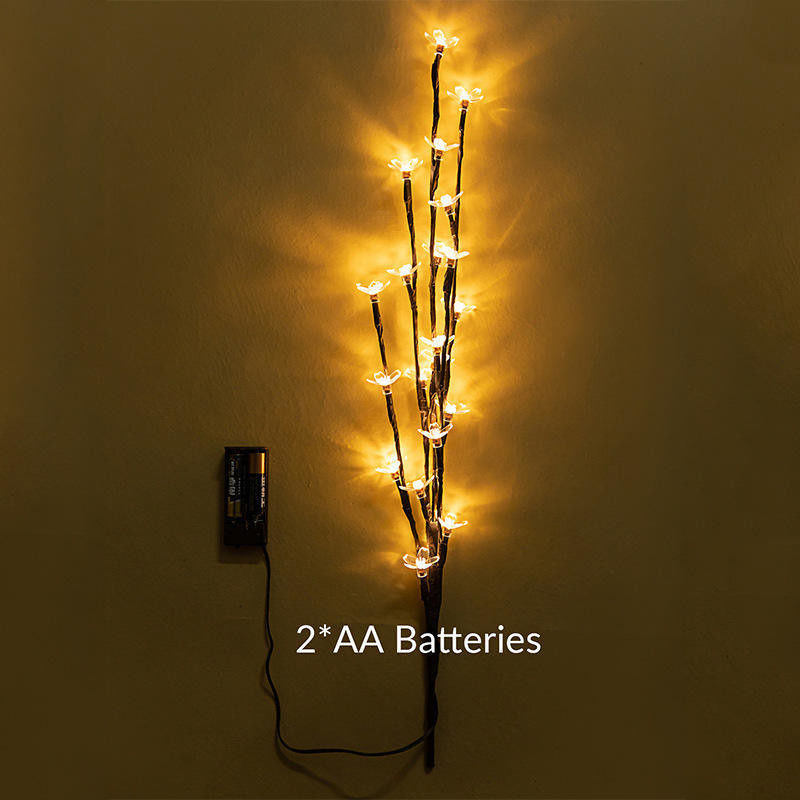 Intérieur 36cm 24 ampoules batterie étoile de Noël décor à domicile fleur de cerisier à la lumière des fées