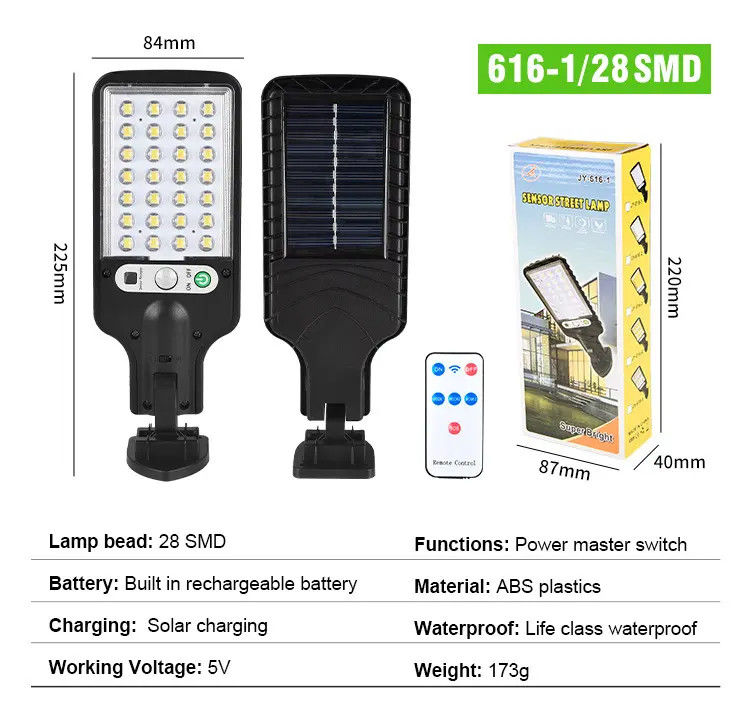 Lumière solaire de jardin à haute luminosité Sensor de sécurité Wall Street Lamp pour l'éclairage extérieur