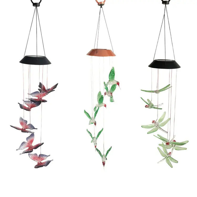 Décoration de la maison LED Solar Wind Chimes Lumière avec conception extérieure étanche et colorée
