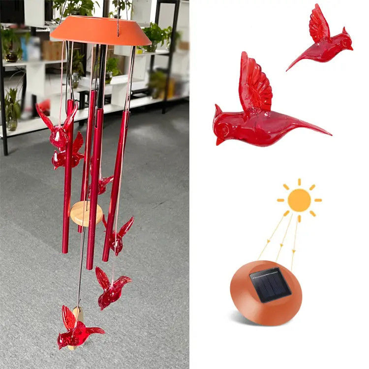 Décoration de la maison LED Solar Wind Chimes Lumière avec conception extérieure étanche et colorée