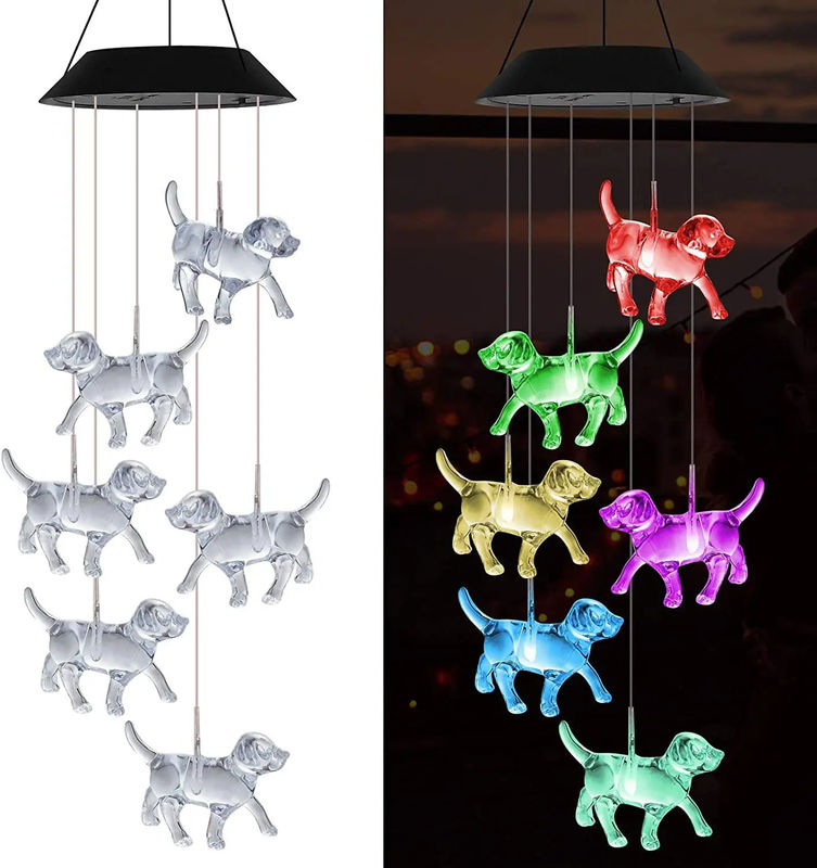 Décoration de la maison LED Solar Wind Chimes Lumière avec conception extérieure étanche et colorée
