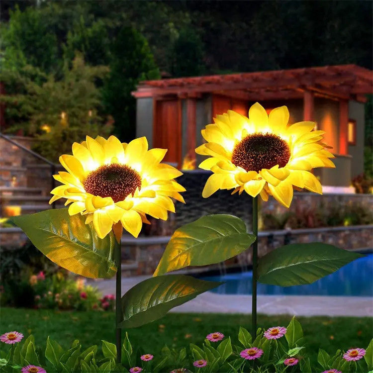 Lampes solaires à LED étanches jardin décoratif tournesol Solaires pour le patio de la cour du jardin