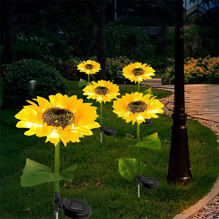 Lampes solaires à LED étanches jardin décoratif tournesol Solaires pour le patio de la cour du jardin