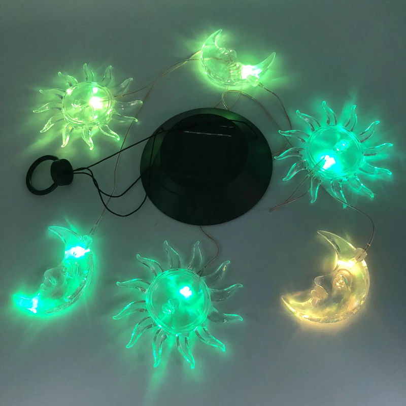 Soleil Lune Lumières solaires Chimes de vent colorées pour jardin Résistant à l'eau Gradient de sept couleurs