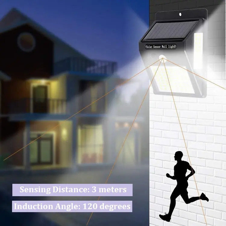 120° Angle de rayon Lampes solaires de jardin à l'extérieur Lampes de nuit de sécurité LED avec capteur de mouvement