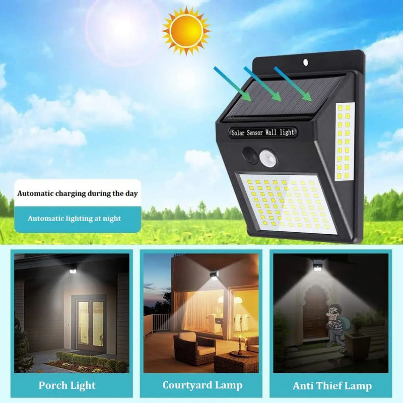 120° Angle de rayon Lampes solaires de jardin à l'extérieur Lampes de nuit de sécurité LED avec capteur de mouvement