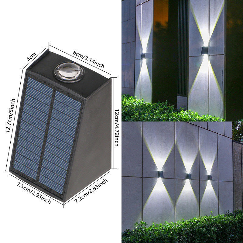 Tailles de lampes 12,7*4*8*12*7,2*7,5cm Lumière murale solaire pour décoration de jardin étanche à l'eau extérieure