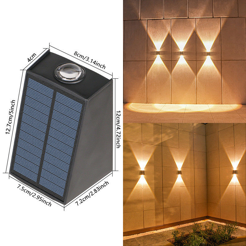 Tailles de lampes 12,7*4*8*12*7,2*7,5cm Lumière murale solaire pour décoration de jardin étanche à l'eau extérieure