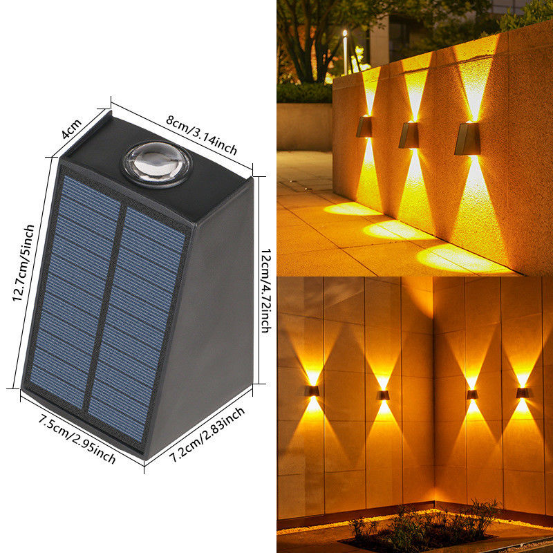 Tailles de lampes 12,7*4*8*12*7,2*7,5cm Lumière murale solaire pour décoration de jardin étanche à l'eau extérieure