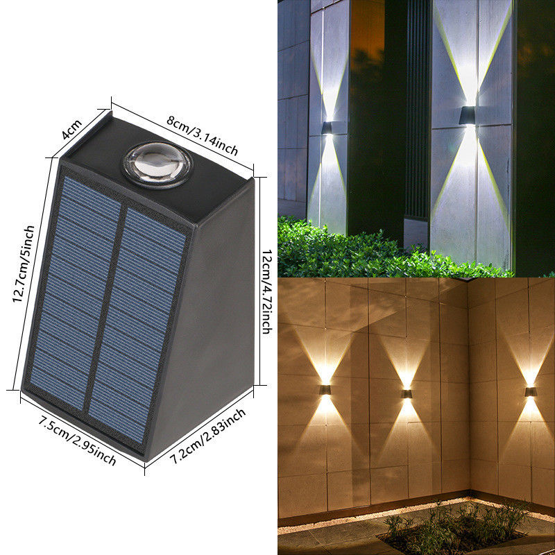 Tailles de lampes 12,7*4*8*12*7,2*7,5cm Lumière murale solaire pour décoration de jardin étanche à l'eau extérieure