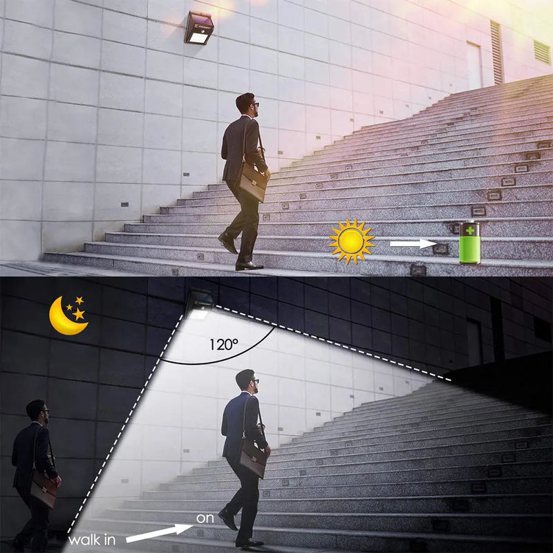 Éclairage solaire à paroi à 20 LED étanche à l'eau avec capteur de mouvement et température de couleur 5000K